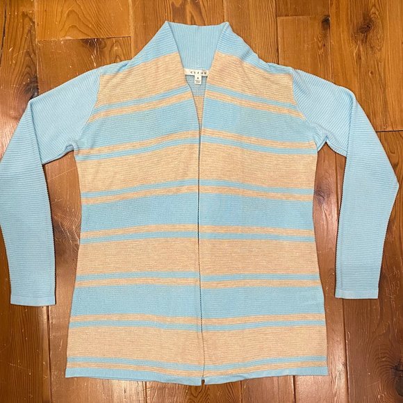 Cyrus light blue and tan striped open cardigan - Picture 6 of 15